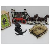 Cast Iron Horse Drawn Carriage,Horse Hooks & Ash