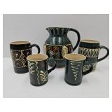 VTG Pottery SEE MAKERS MARK Pitcher & Mugs