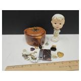 VTG Bobble Head Costume Jewelry Trinket Box+
