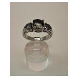 Multistone Silver Plated Ring Sz 7.5