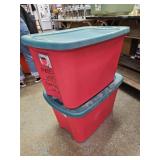 2 Red Storage Totes 18 Gal Each