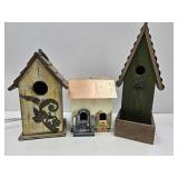 Lot of 3 Bird Houses Up to 14" H