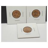 Three 1955 S Wheat Penny Coins