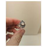 Moonstone Silver Plated Ring Sz 5