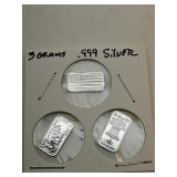3 Grams .999 Fine Silver