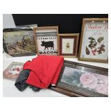 Lot of Home Decor Wall Art, Lap Throws, Ornaments