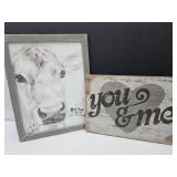 Framed Cow & You & Me Sign Up to 25"H