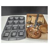 Copper Ladle, Sieve, Baking Pan
