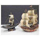 Vintage Ship Made From Horn & 7" L NIght Light