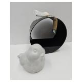Concrete Bird 9" Long & Bird Feeder