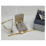 Caravelle Bulova Watch , Tie Clip & Necklace