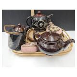 Bamboo Trays Ceramic Tea Pots, Brush +