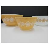 VTG 3 Pyrex Butterfly Gold Bowls see Pics