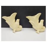 2 VTG Yellow Bird Cornucopia Wall Pockets