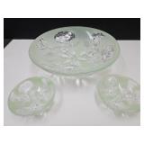 LE Smith Green  Rose Center Piece & Candle Holders