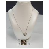 Costume Jewelry Heart Necklace , Stud Earrings