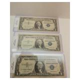 Lot of Three 1957, 57A, 57B Silver Certificates