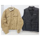 Sz. L Columbia Vest & Wrangler Sherpa Lined Jacket