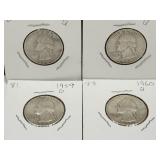 4 Silver Quarters  Coins 1959 & 1960