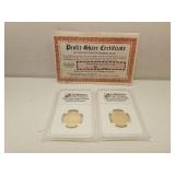 2004 Gold Plated Texas & Iowa Quarter Coins w LCC
