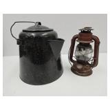 VTG 8.5" Comet Dietz Lantern & Cowboy Coffee Pot