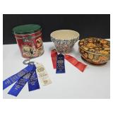 Whitley 4H Ribbons, Roseville Spongeware & Tin