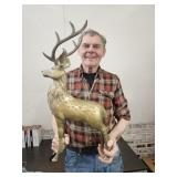 Large Brass Buck Deer Statue  26"h To Top