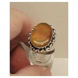 925 Silver Amber Ring Sz 9
