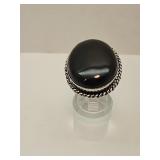 925 Silver Black Onyx Ring Sz 10.5