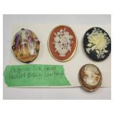 Victorian Era Hand Painted Brooch Courtship Cameo