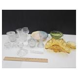 VTG Amber Footed Glass Dish, Crystal +