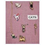 Costume Cat Jewelry Brooches, Pins & Necklace