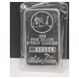 5 Troy Ounce Silver Bar .999 Fine Silver