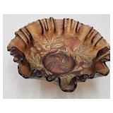 Fenton Thistle Amber Glass Bowl 8 1/4' wide