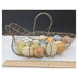 Metal Chicken w/ LOTS Of Marble Eggs