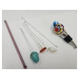 Glass Art Wine Stopper & Drink Stirers