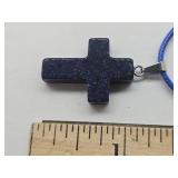 Blue Goldtone Cross Necklace