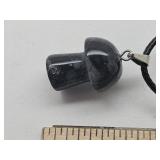 Snowflake Obsidian Mushroom Necklace