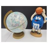 Rare VTG BLue M&M BasketBall Disp & Globe 12"H