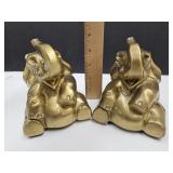 Brass Elephant Bookends 4.5"h