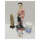 Oreintal Soapstone, 8"H, Statue 13"H,Ginger Jar+