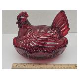 New NOT Vintage Thick Glass Hen on a Nest 8"