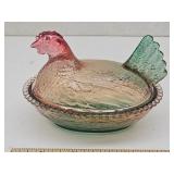 New NOT Vintage Glass Hen on a Nest 4.5"
