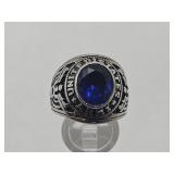 New US Army Alloy Ring w Blue Stone Sz 10