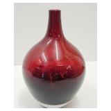Ruby Red Art Glass Vase 8.5"h