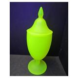 Uranium Glass Covered Dish  10' h