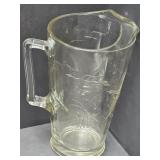 Large  Glass Pitcher With Ducks Pitcher