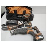 Ridgid  Power Tools w 2 Batteries, Charger & Bag