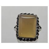 925 Silver Montana Agate Ring Sz 9.5