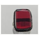 925 Silver Garnet Ring Sz 6